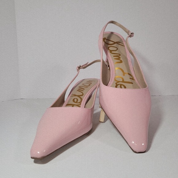 Sam Edelman Bianka Pink Patent Leather Slingback Pumps Pointed Toe MSRP $150 - Picture 4 of 16